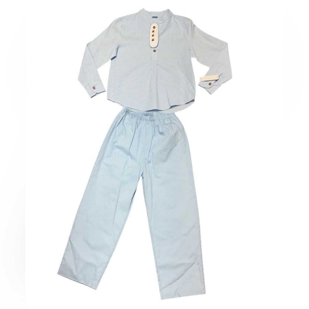 Edgehill Boys Blue Stripe Outfit Set Shirt Pants Easter Spring NWT Size 6 - Picture 2 of 11